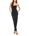 Susana Monaco Ruched High Slit Maxi Tube Dress In Black