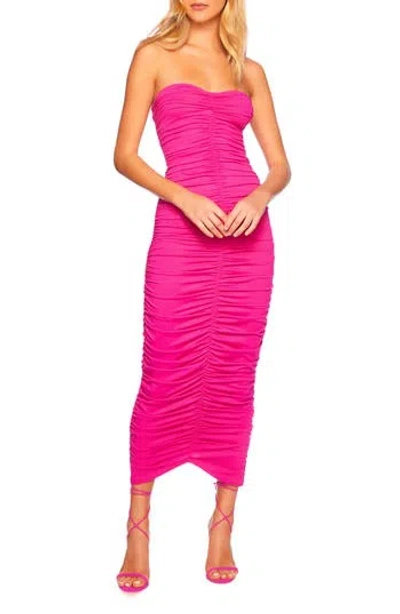 Susana Monaco Ruched Strapless Cocktail Dress In Pink