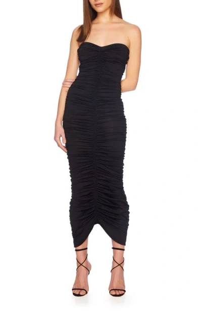 Susana Monaco Ruched Strapless Cocktail Dress In Black
