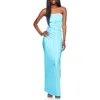 Susana Monaco Ruched Strapless Maxi Dress In Aquarium