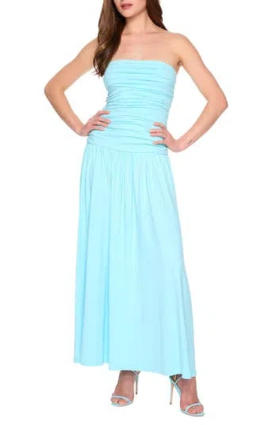 Susana Monaco Ruched Tube Maxi Dress In Blue