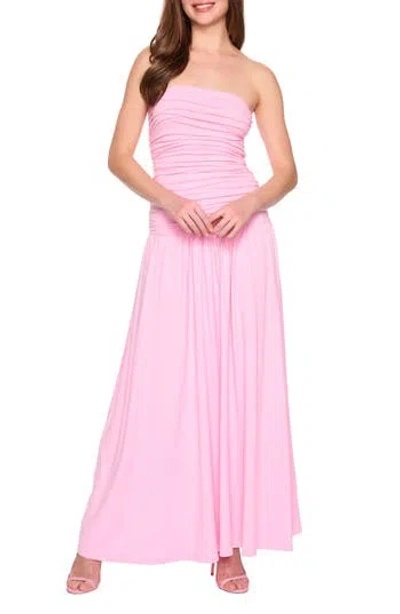 Susana Monaco Ruched Tube Maxi Dress In Pink