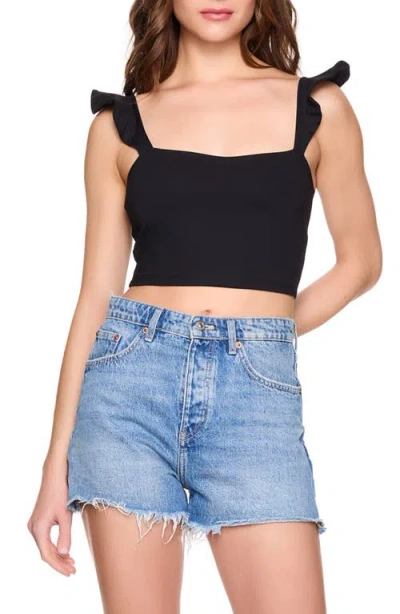 Susana Monaco Ruffle Strap Crop Tank In Black