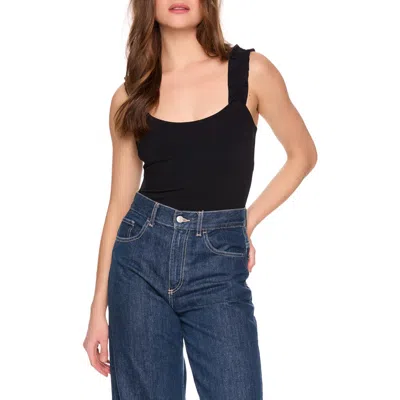 Susana Monaco Ruffle Strap Tank Top In Black