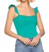 Susana Monaco Ruffle Strap Sleeveless Top In Green