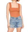 Susana Monaco Ruffle Strap Top In Umber In Multi