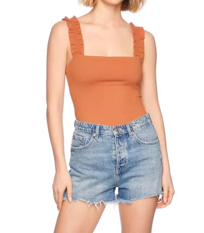 Susana Monaco Ruffle Strap Top In Umber In Multi