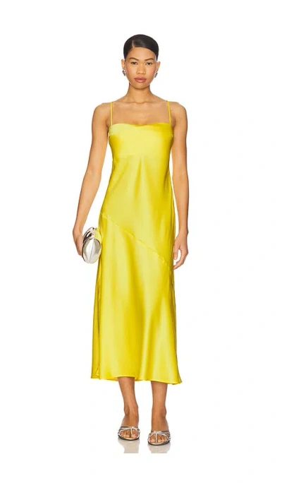 Susana Monaco Satin Bias Cut Slip Dress In Lemon