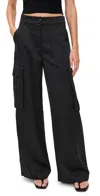 Susana Monaco Satin Cargo Pants Black In Black
