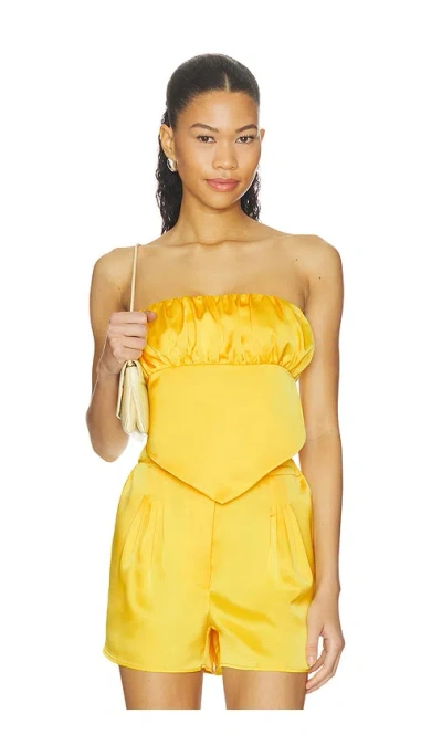 Susana Monaco Satin Scarf Tube Top In Yellow