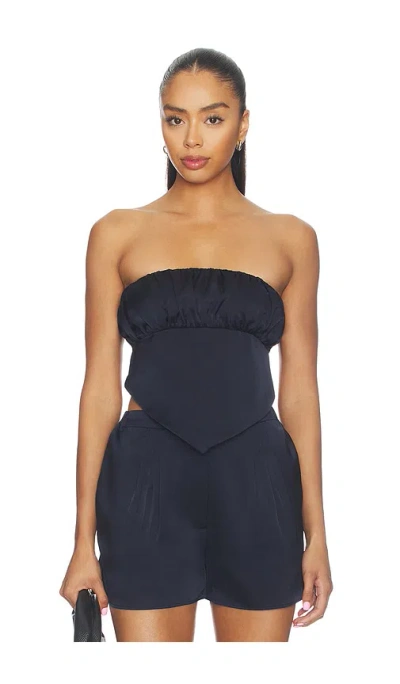 Susana Monaco Satin Scarf Tube Top In Blue