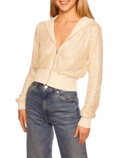 SUSANA MONACO SEQUIN HOODIE IN BELGIAN CRÈME