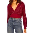 SUSANA MONACO SEQUIN HOODIE IN BERRIES