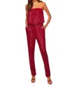Susana Monaco Sequin Strapless Jumpsuit In Red
