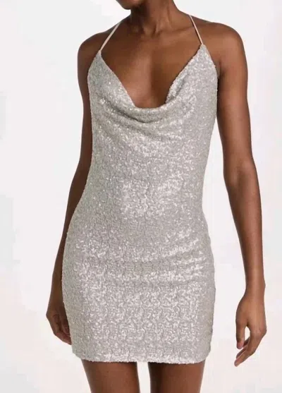 Susana Monaco Sequince Cowl Neck Mini Dress In Silver