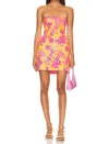 Susana Monaco Sequince Tube Mini Dress In Orange Pop In Yellow