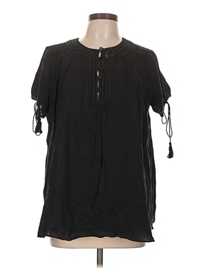 Pre-owned Susana Monaco Short Sleeve Blouse In Black
