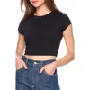 Susana Monaco Basic Cropped Crew Short Sleeve Tee In Black In Brown