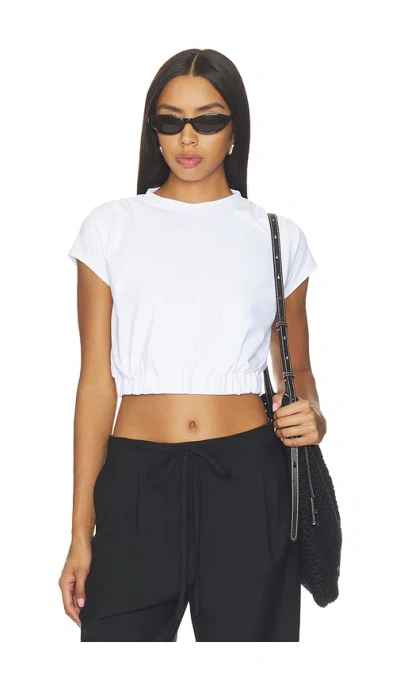 Susana Monaco Short Sleeve Gathered Top In White