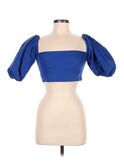 Pre-owned Susana Monaco Short Sleeve Top Blue Strapless Neckline Tops