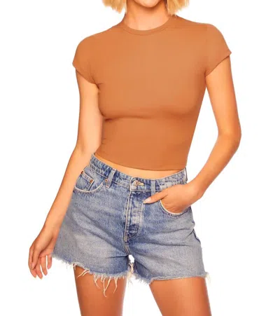 Susana Monaco Short Sleeve Top In Caramel In Brown