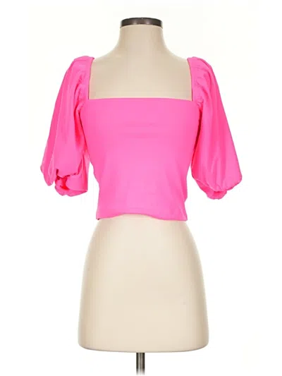 Pre-owned Susana Monaco Short Sleeve Top Pink Sweetheart Neckline Tops