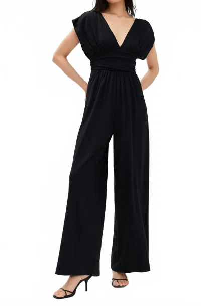 Susana Monaco Short Sleeve Wide Leg Jumpsuit In Black