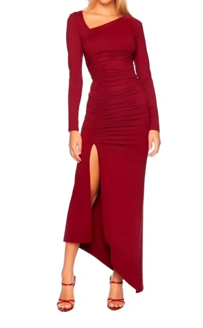Susana Monaco Side Gather Slit Dress In Beaujolais In Multi