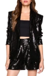 Susana Monaco Single Breasted Square Sequin Blazer In Black