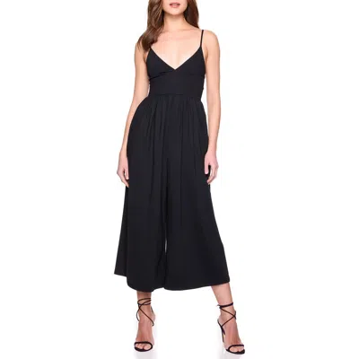 Susana Monaco Slip Top Cropped Wide Leg Jumpsuit In Black