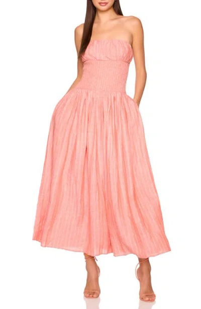 Susana Monaco Smocked Waist Strapless Maxi Dress In Pink