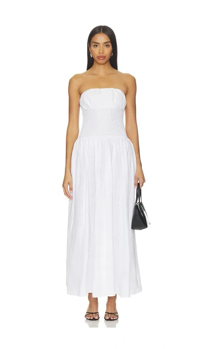 Susana Monaco Solid Linen Smocked Waist Tube Maxi Dress In White