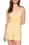 Susana Monaco Spaghetti Strap Ruched Romper In Yellow