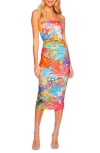 Susana Monaco Viscose Splatter Print Tube Gathered Dress In Multi In Splatter Print