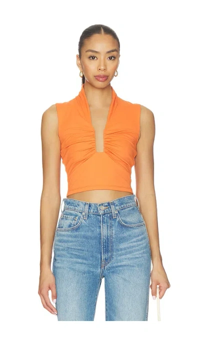 Susana Monaco Square Gathered Sleeveless Top In Orange