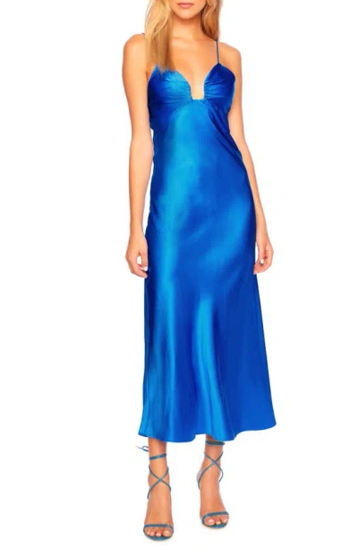 Susana Monaco Silk Plunge Neck Dress In Cobalt