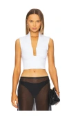 Susana Monaco Square Wire Gathered Sleeveless Top In 白糖色