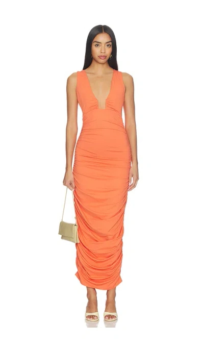 Susana Monaco Square Wire Gathered Tank Maxi Dress In Orange