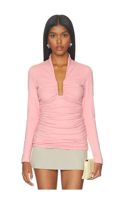 Susana Monaco Square Wire Gathered Top In Powder Pink