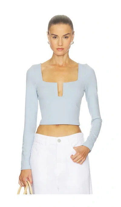 Susana Monaco Square Wire Long Sleeve Top In Blue