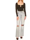 Susana Monaco Square Wire Long Sleeve Top In Cabernet In Black