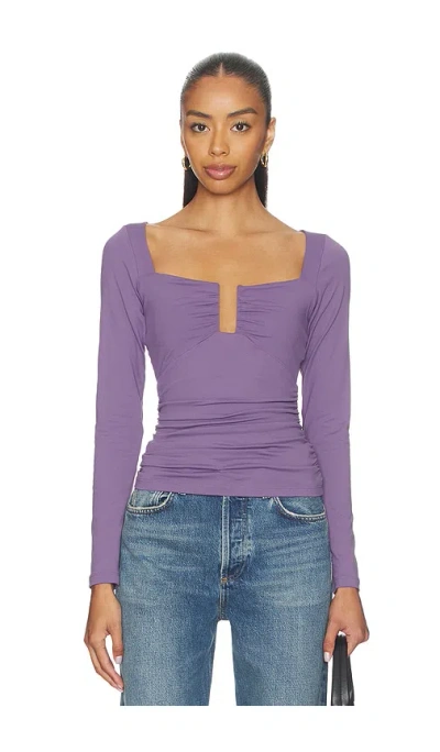 Susana Monaco Square Wire Long Sleeve Top In Purple