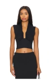 Susana Monaco Wired Sleeveless Crop Top In Black
