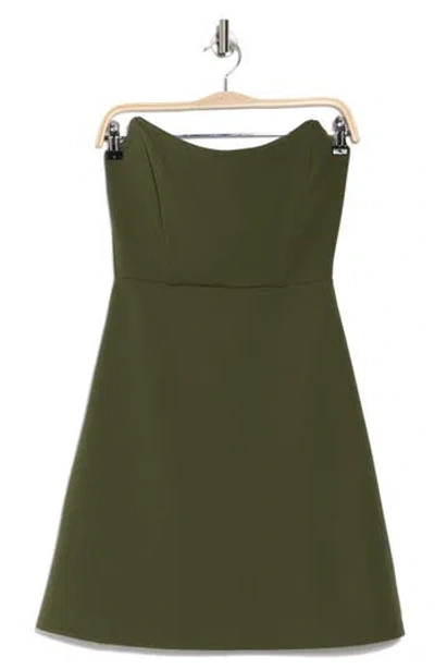 Susana Monaco Strapless Crepe Minidress In Olive
