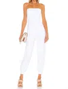 Susana Monaco Strapless Cuffed Ankle Jumpsuit In Sugar White In Multi