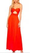 Susana Monaco Strapless Cut Out Maxi Dress With Twist Front In Cherry Tomato In Red