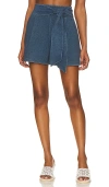 Susana Monaco Sash Belt A Line Shorts In Light Denim