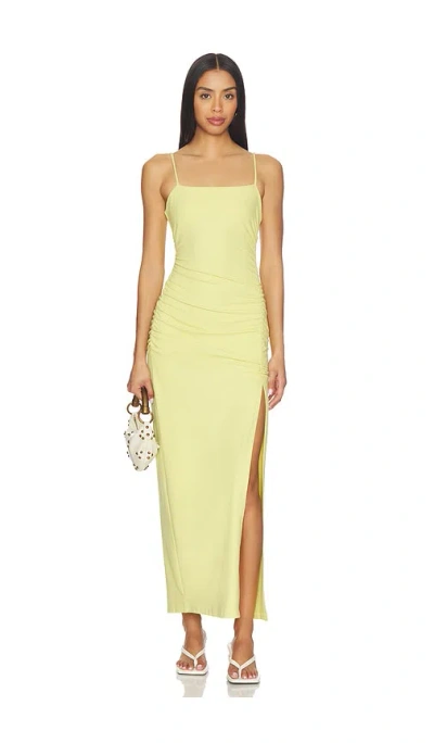 Susana Monaco String Gathered Slit Dress In Yellow