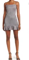 Susana Monaco String Ruffle Faux Suede Mini Dress In Silver In Silver