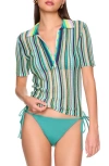Susana Monaco Stripe Collar Sweater In Multi
